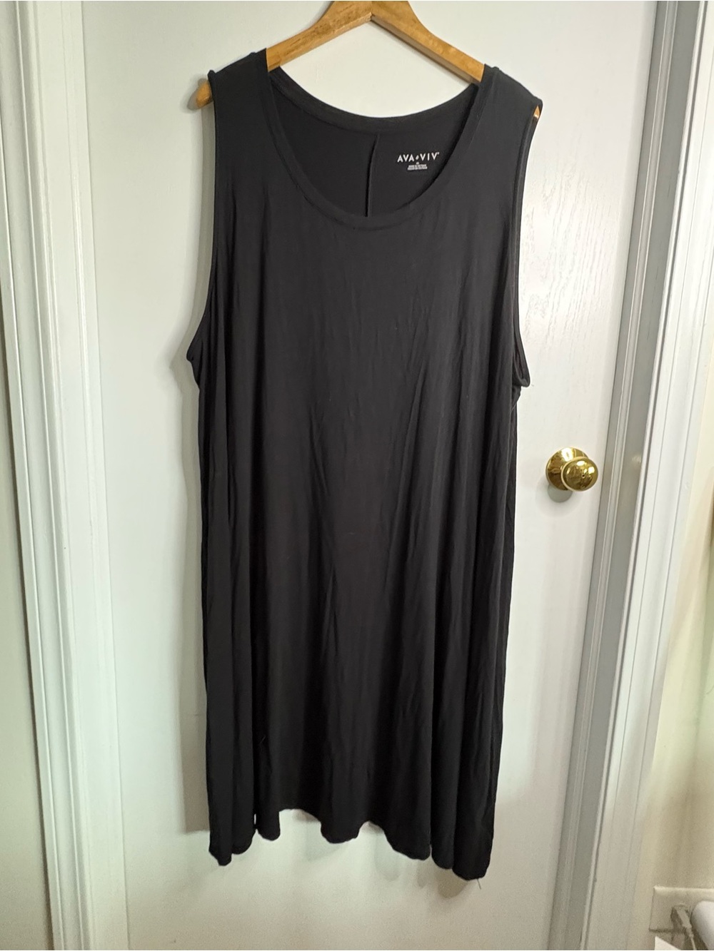 Ava & Viv 4X Black Sleeveless Swing Dress/Jumper Lagenlook Minimalist Comfy Chic